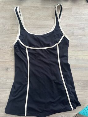 Daily Practice Black Tennis Dress with White Piping